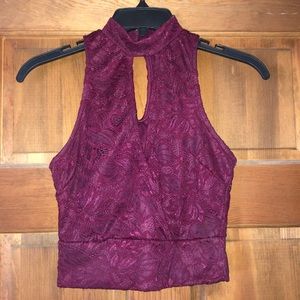Maroon Lace Crop Top